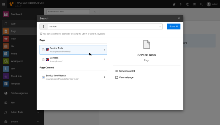 [Translate to German:] Improved Backend Search