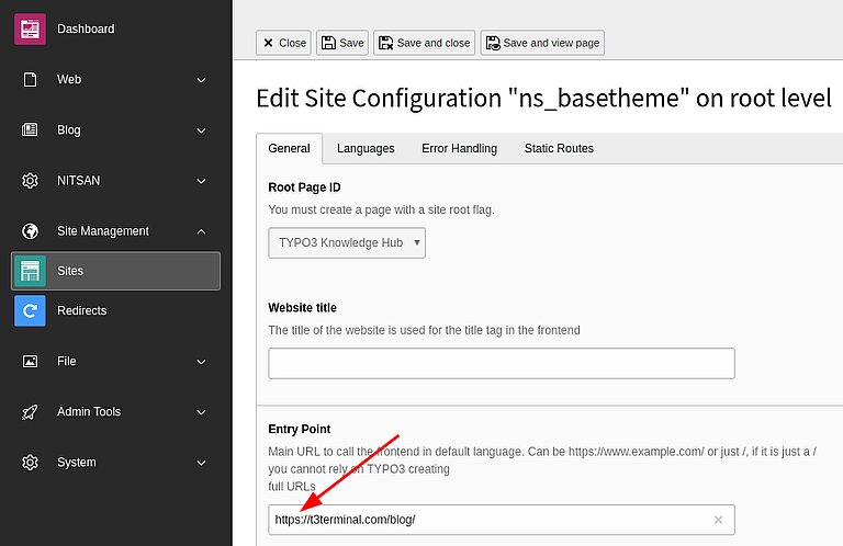 Verwendung der Website-Verwaltung in der TYPO3-Version >= 9.x Verwendung der Website-Verwaltung in der TYPO3-Version >= 9.x