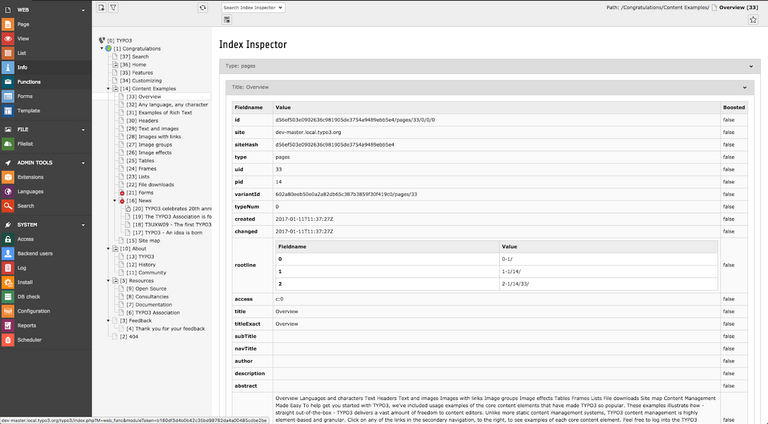 [Translate to German:] Search Index Inspector