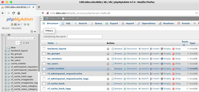 Sicherung der TYPO3-Datenbank