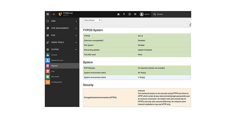 Check TYPO3 status 