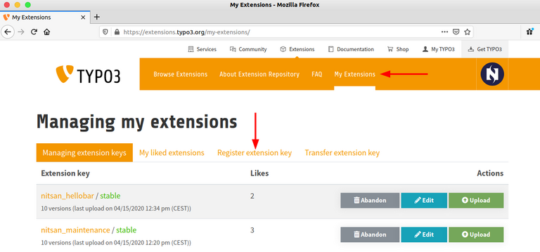 [Translate to German:] My Extensions