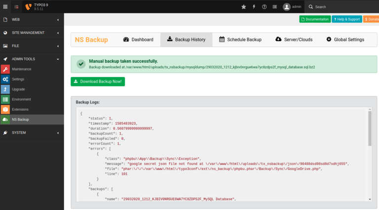 Start-Eins-Klick-Sicherung