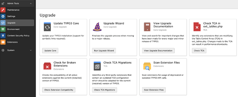 [Translate to German:] Admin Tools of TYPO3 Core