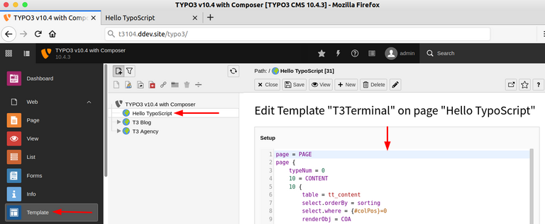 [Translate to German:] Setup, Add below code.
