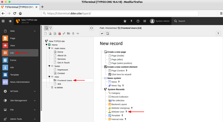 Frontend-Benutzer hinzufügen