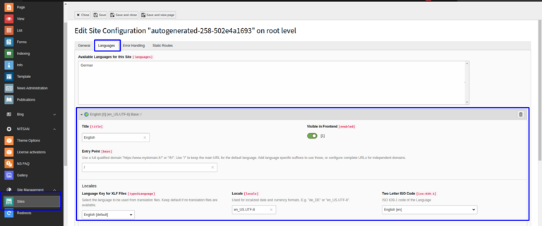 Wechseln Sie zu Sprachen und stellen Sie Ihre Standardsprache ein