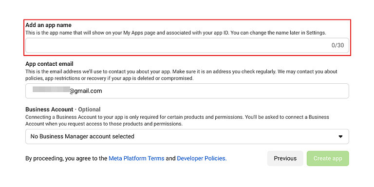 [Translate to German:] click on create app 