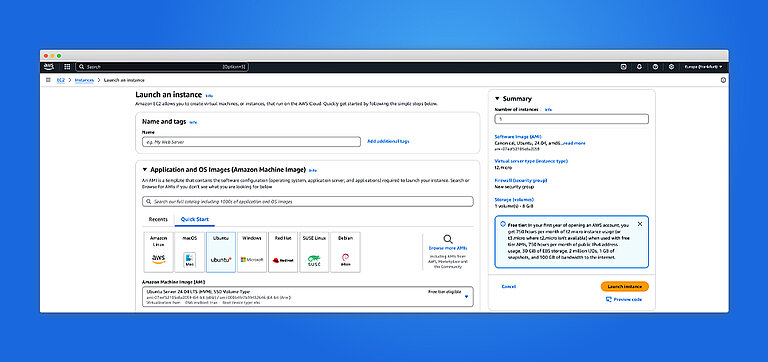 TYPO3 AWS Setup starten EC2