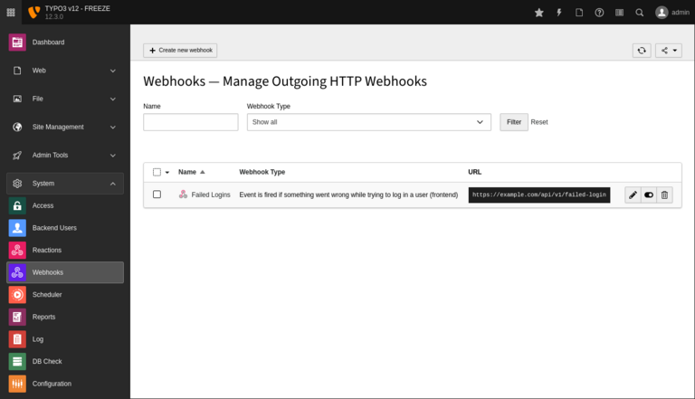Manage outgoing Http Webhooks