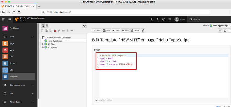 [Translate to German:] TypoScript template code