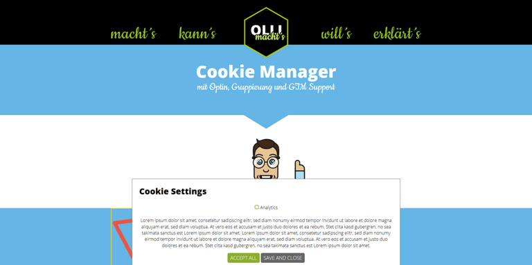 Cookie-Manager - Zustimmungs-Panel (Optin) Cookie-Manager - Zustimmungs-Panel (Optin)
