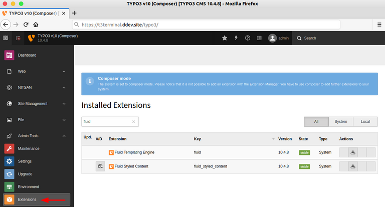 Installation von TYPO3 Fluid Installation von TYPO3 Fluid