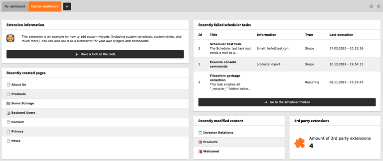 Benutzerdefinierte Dashboard-Widgets
