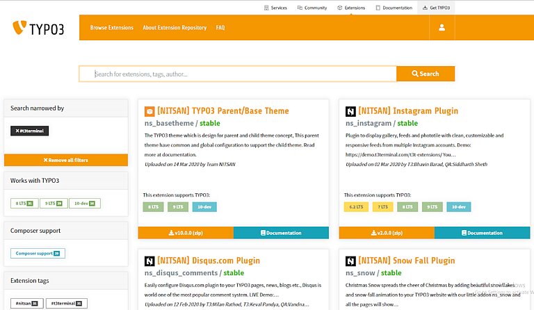 Die TYPO3-Website kann mit TYPO3 Extensions Die TYPO3-Website kann mit TYPO3 Extensions