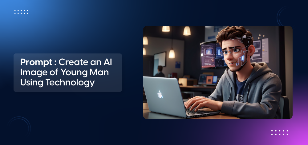 T3AI TYPO3 AI Extension Junger Mann nutzt Technik