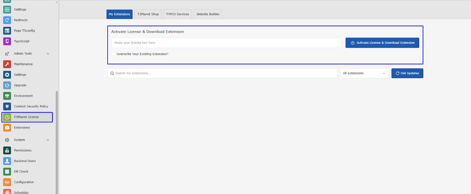 Add License Key for Extension