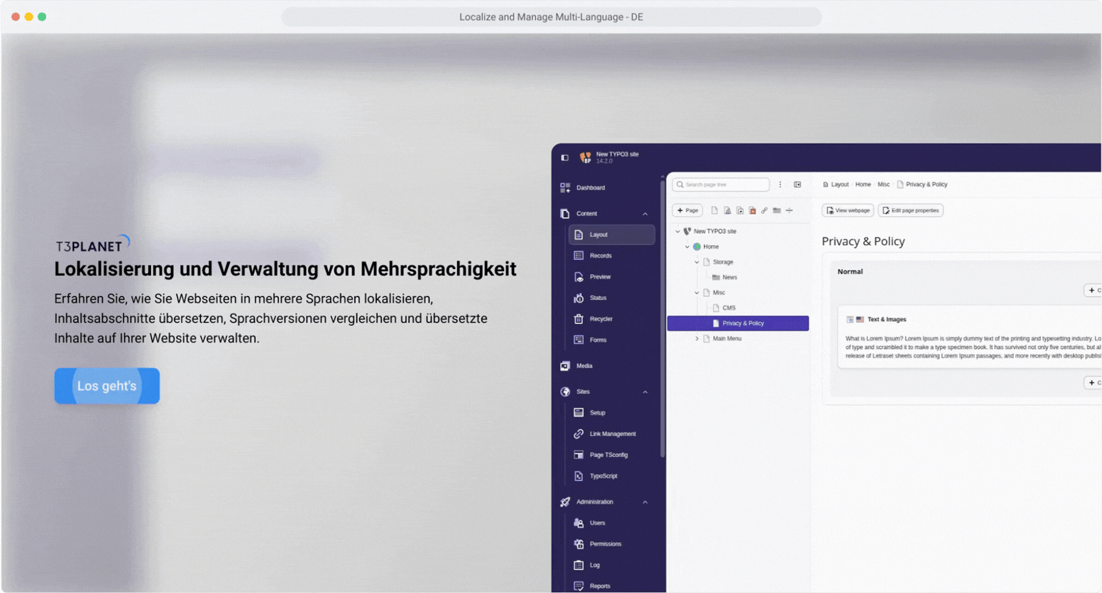 Mehrsprachige Konfiguration