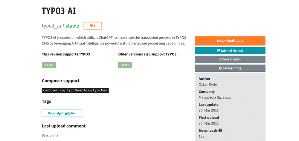 TYPO3 AI TYPO3 AI