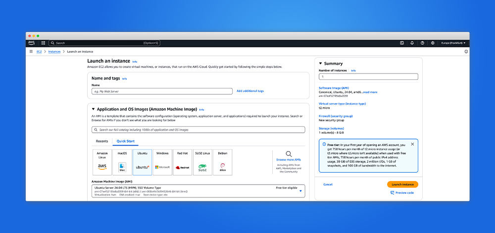 TYPO3 AWS Setup starten EC2