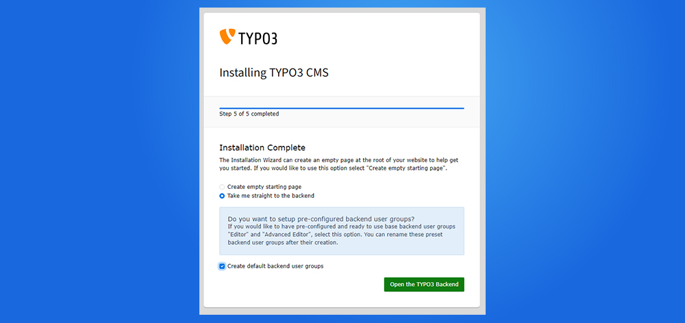 [Translate to German:] TYPO3-Installationsprozess starten
