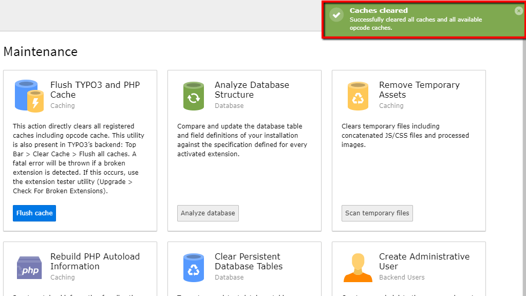Flushing PHP und TYPO3 Cache geleert