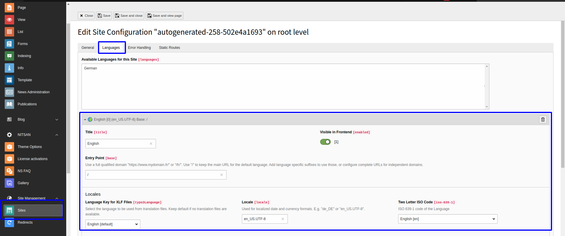 Wechseln Sie zu Sprachen und stellen Sie Ihre Standardsprache ein