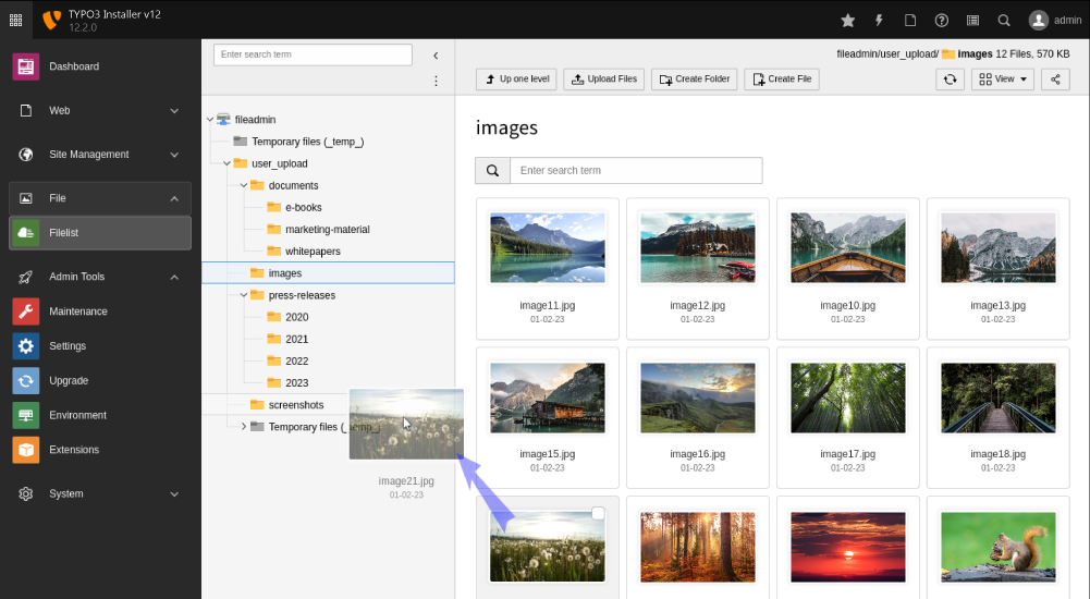 [Translate to German:] Drag and Drop items into the Tree