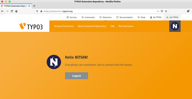Login at Extensions.TYPO3.org