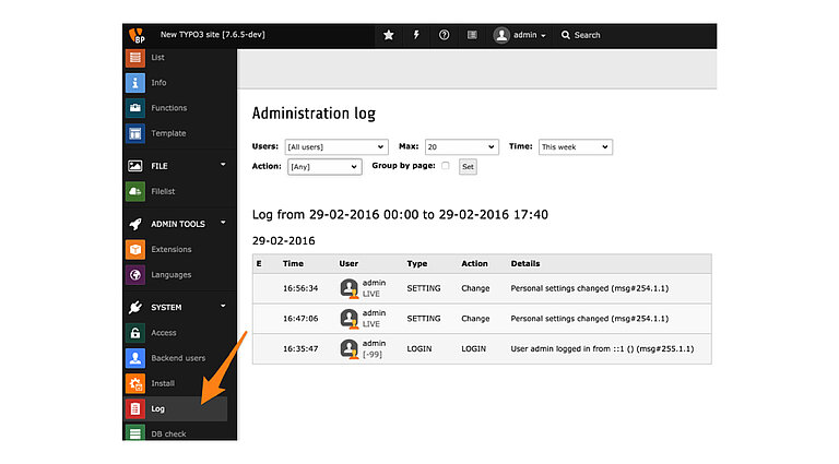 What options are there to view the TYPO3 Error log