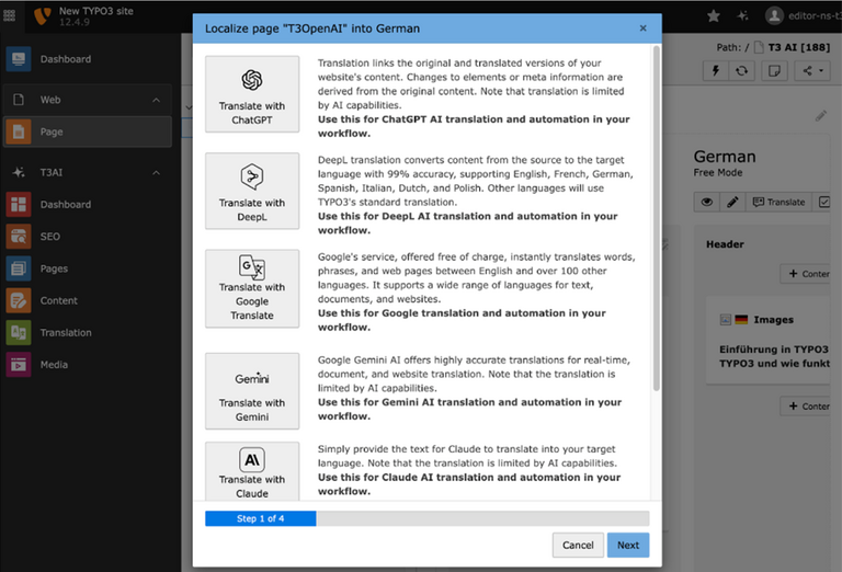 AI Model at Tranlsation Wizard