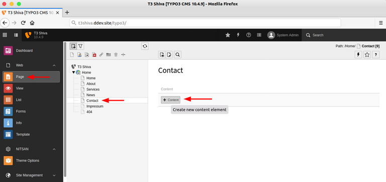 Insert your created form at a particular page