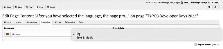 unlinking TYPO3 Element  unlinking TYPO3 Element