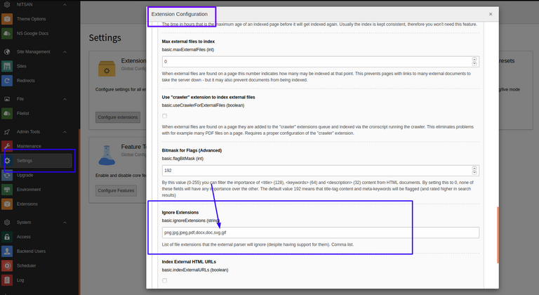 How can I allow only specific file extension for indexing?