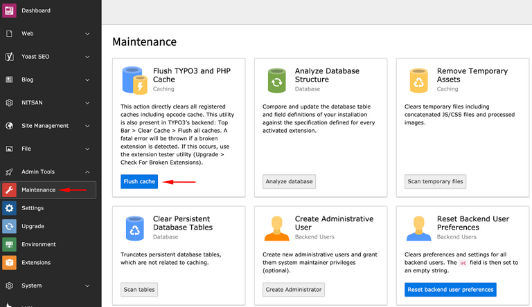 Clear Cache (TYPO3 Frontend & Backend) Clear Cache (TYPO3 Frontend & Backend)