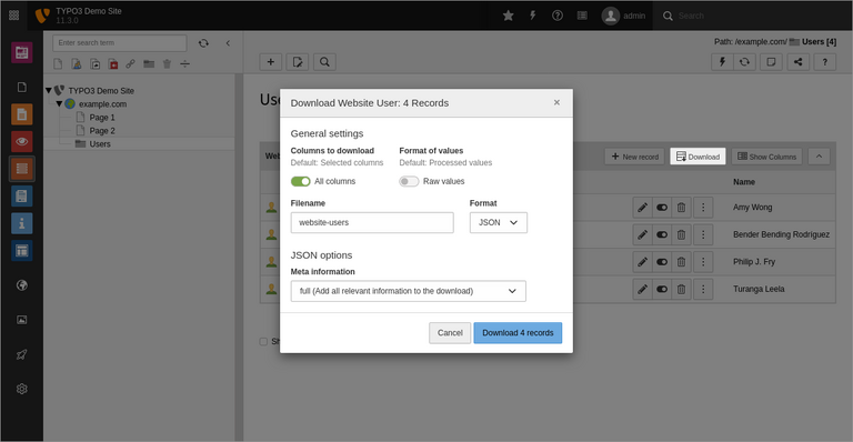 Website User Data Download Website User Data Download