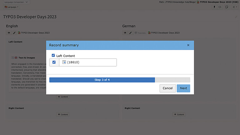click 'Translate' and 'Next’. click 'Translate' and 'Next’.