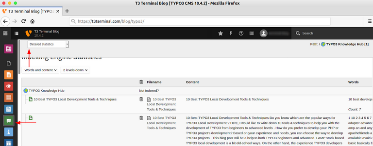 Words and Content Report of Each-Pages