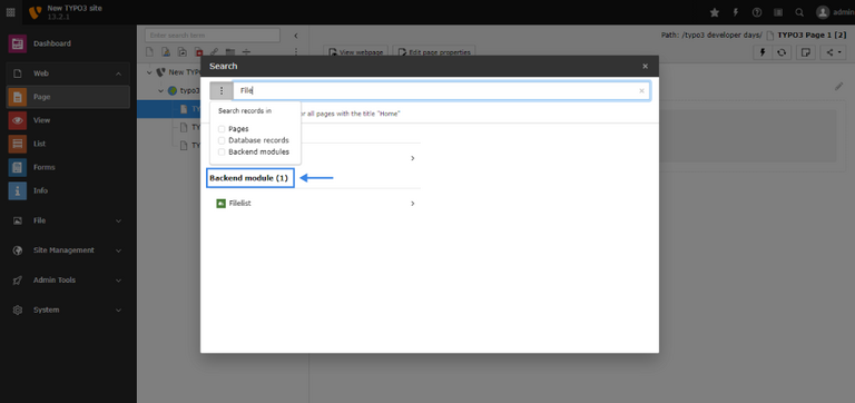 Backend Modules in Global Live Search Backend Modules in Global Live Search