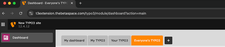 TYPO3 Core Dashboard