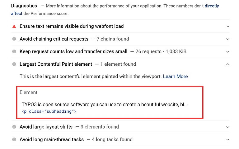 Mobile version LCP diagnostic