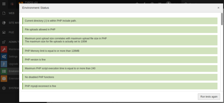 Check TYPO3 Environment Check TYPO3 Environment