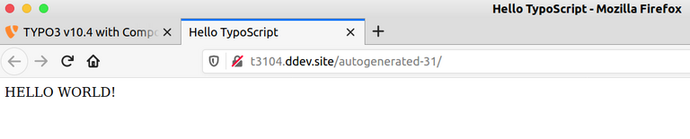 Check the frontend site, It should display “Hello TYPO3” Check the frontend site, It should display “Hello TYPO3”
