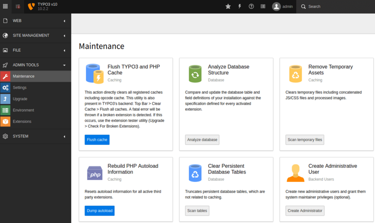 TYPO3 Maintenance Backend Module TYPO3 Maintenance Backend Module