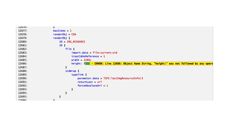 Find typo3 error in template 