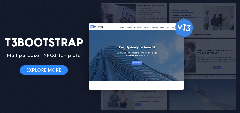 Latest Updates in T3Bootstrap - Multipurpose TYPO3 Template