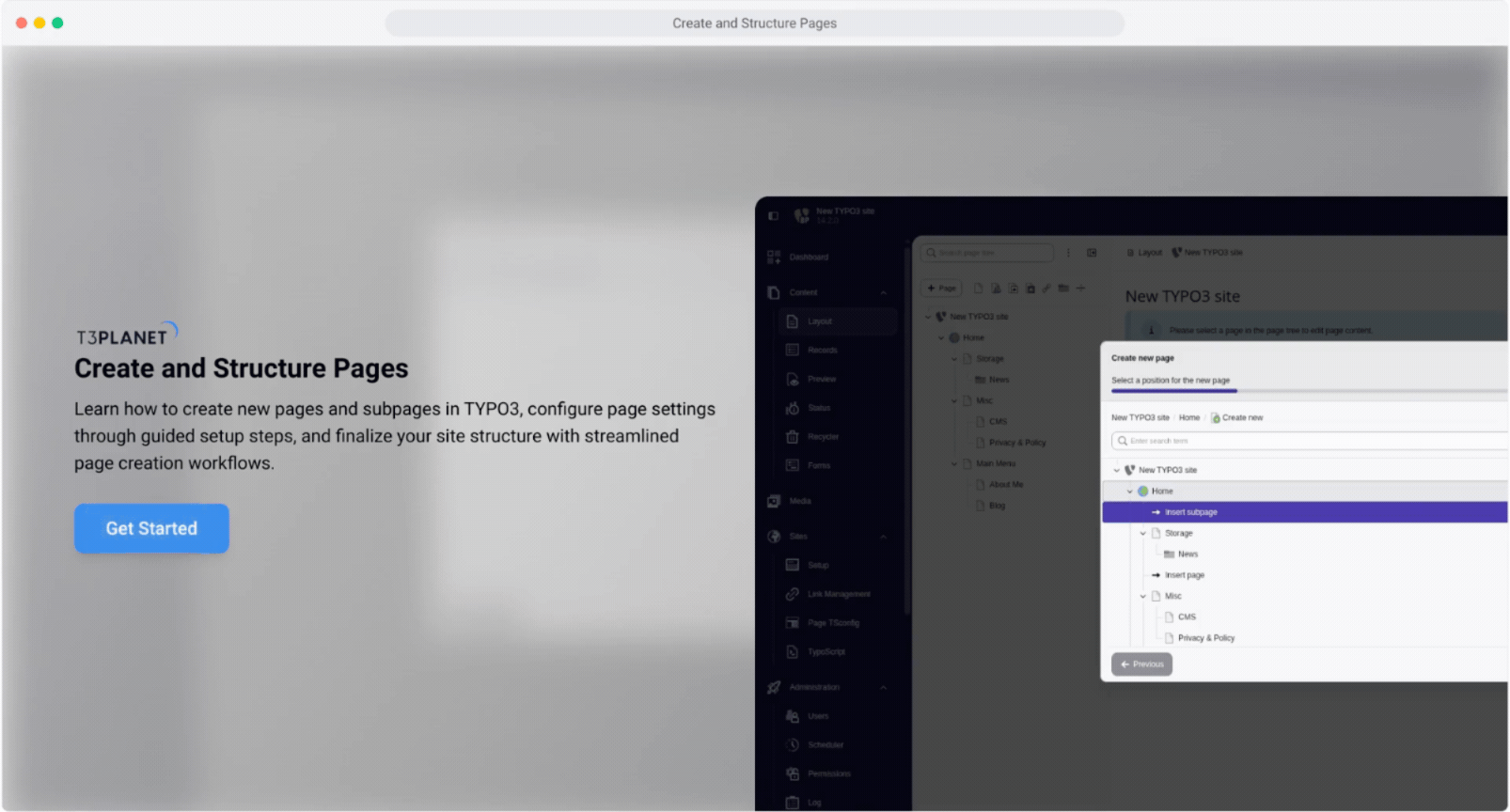 Create and Structure Pages