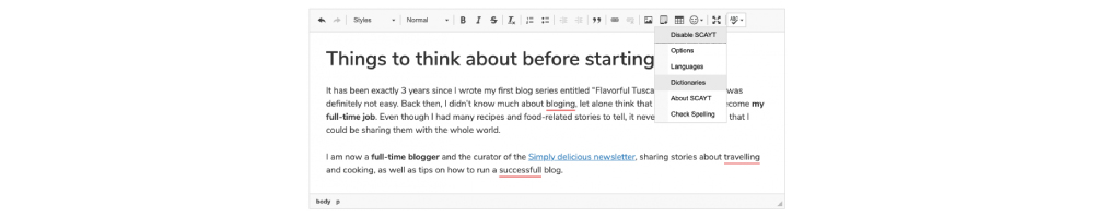 Spell Check As You Type (SCAYT) CKEditor TYPO3