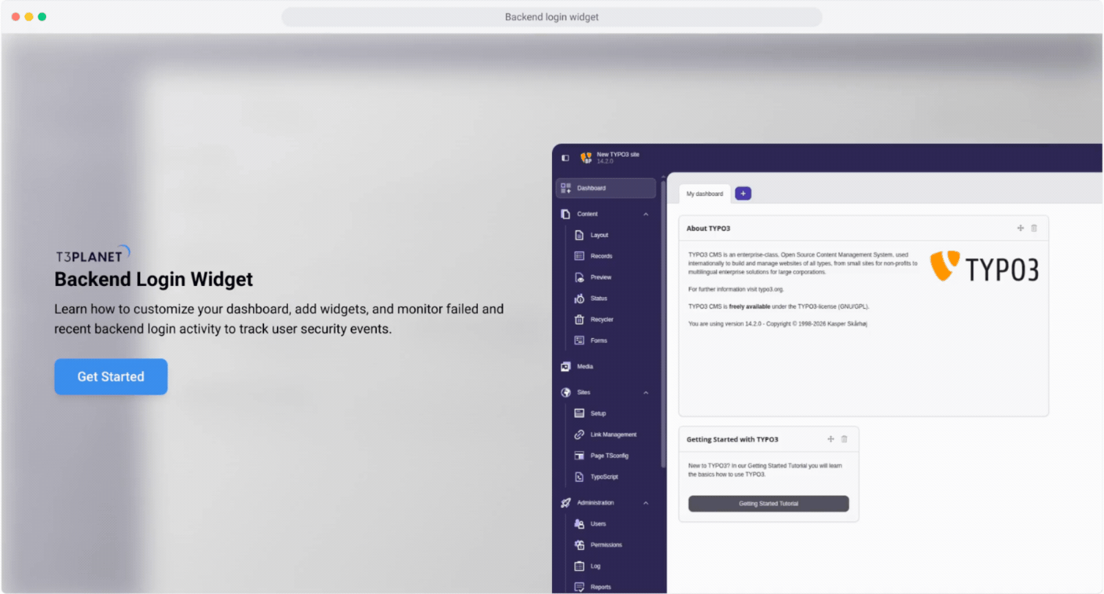 Backend Login Widget
