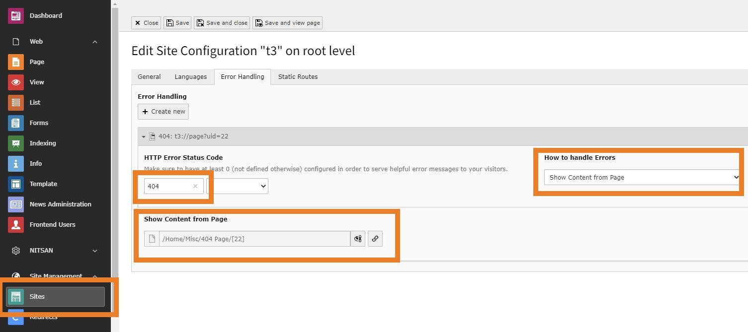 Handle Errors field Handle Errors field